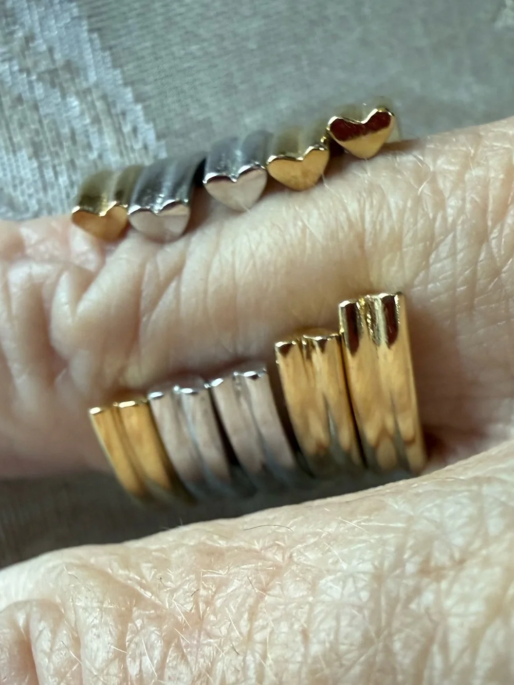 NWOT  Heart Stackable Rings - Gold & Silver